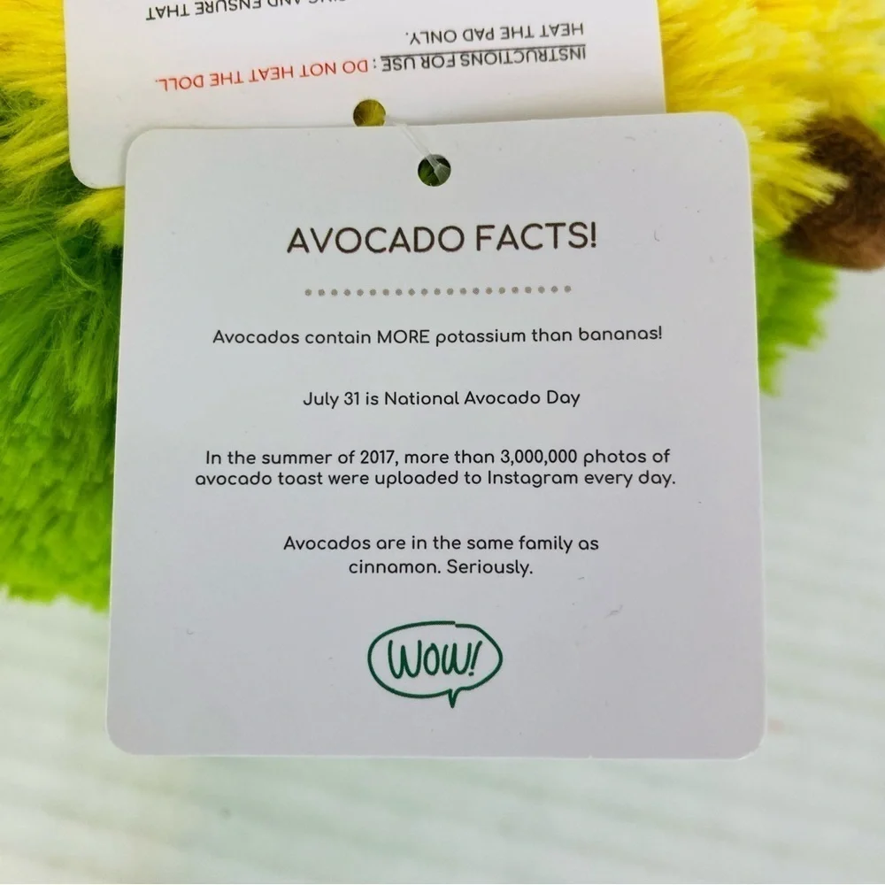 Happy Fuel Gus The Avocado Microwaveable Heating Pad Pillow Plush 10”